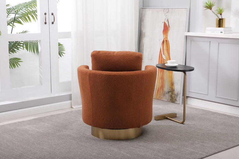 Barrel Chair, Swivel Accent Chairs Armchair For Living Room, Reading Chairs For Bedroom Comfy, Round Barrel Chairs With Gold Stainless Steel Base