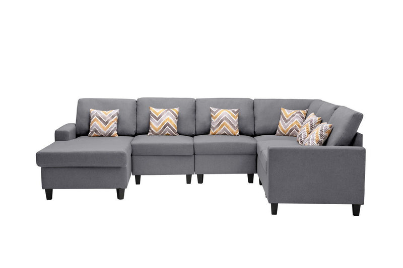 Nolan - Fabric 6 Piece Sectional Sofa With Pillows And Interchangeable Legs