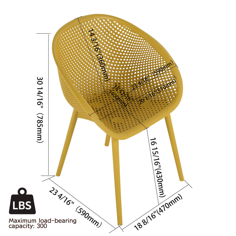2 Piece Durable Single Chair With Mesh Hollow Out Design