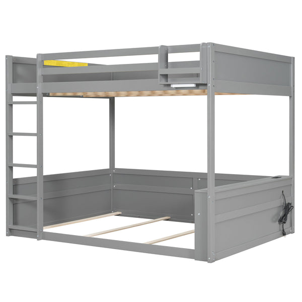 Bunk Bed With Built In Shelves, Storage Box, LED Light And USB Charging Station
