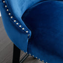 Contemporary Velvet Upholstered Wing-Back Barstools With Button Tufted Decoration And Wooden Legs, And Chrome Nailhead Trim, Leisure Style Bar Chairs, Bar Stools (Set of 2)