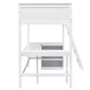Twin size Loft Bed with Shelves and Desk, Wooden Loft Bed with Desk - White(OLD SKU:LT000537AAK)