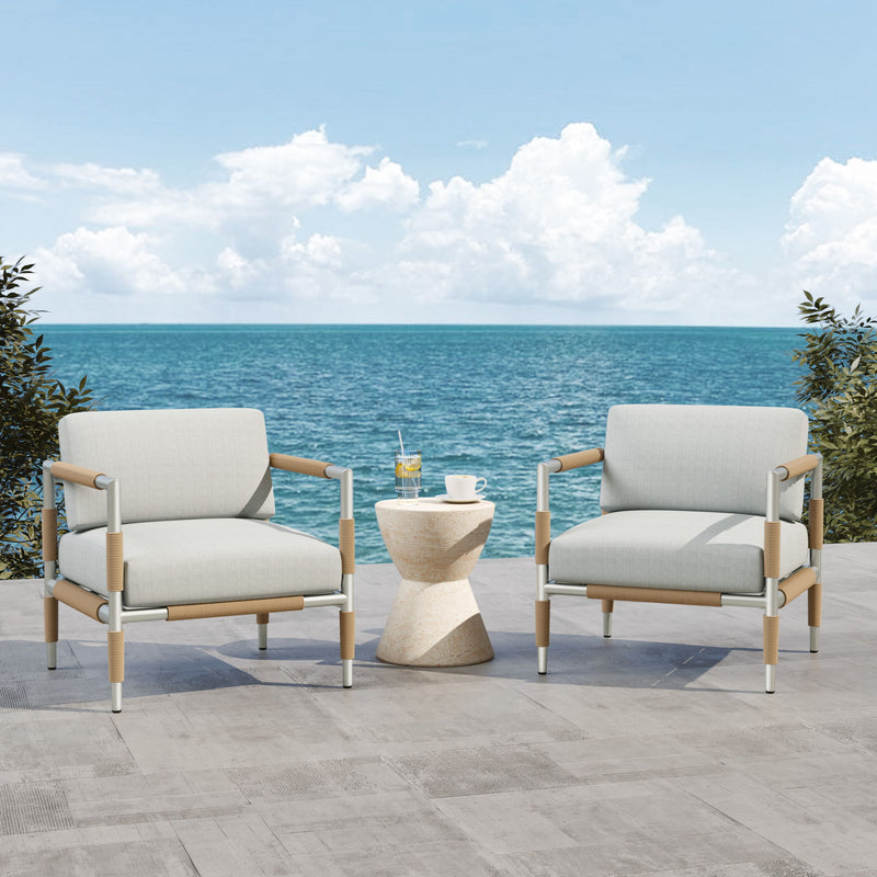Oriana - Aluminum Outdoor Patio Armchair With Thick Cushions - Light Gray