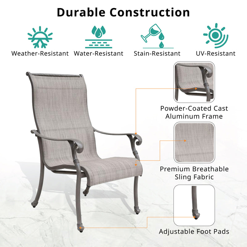 Outdoor All-Weather Sling Dining Chairs (Set of 2) - Gray