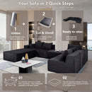 Luxury 8 Piece Modular U Shaped Sectional Sofa With Oversized Chaise Lounge And Bed Corduroy Upholstery