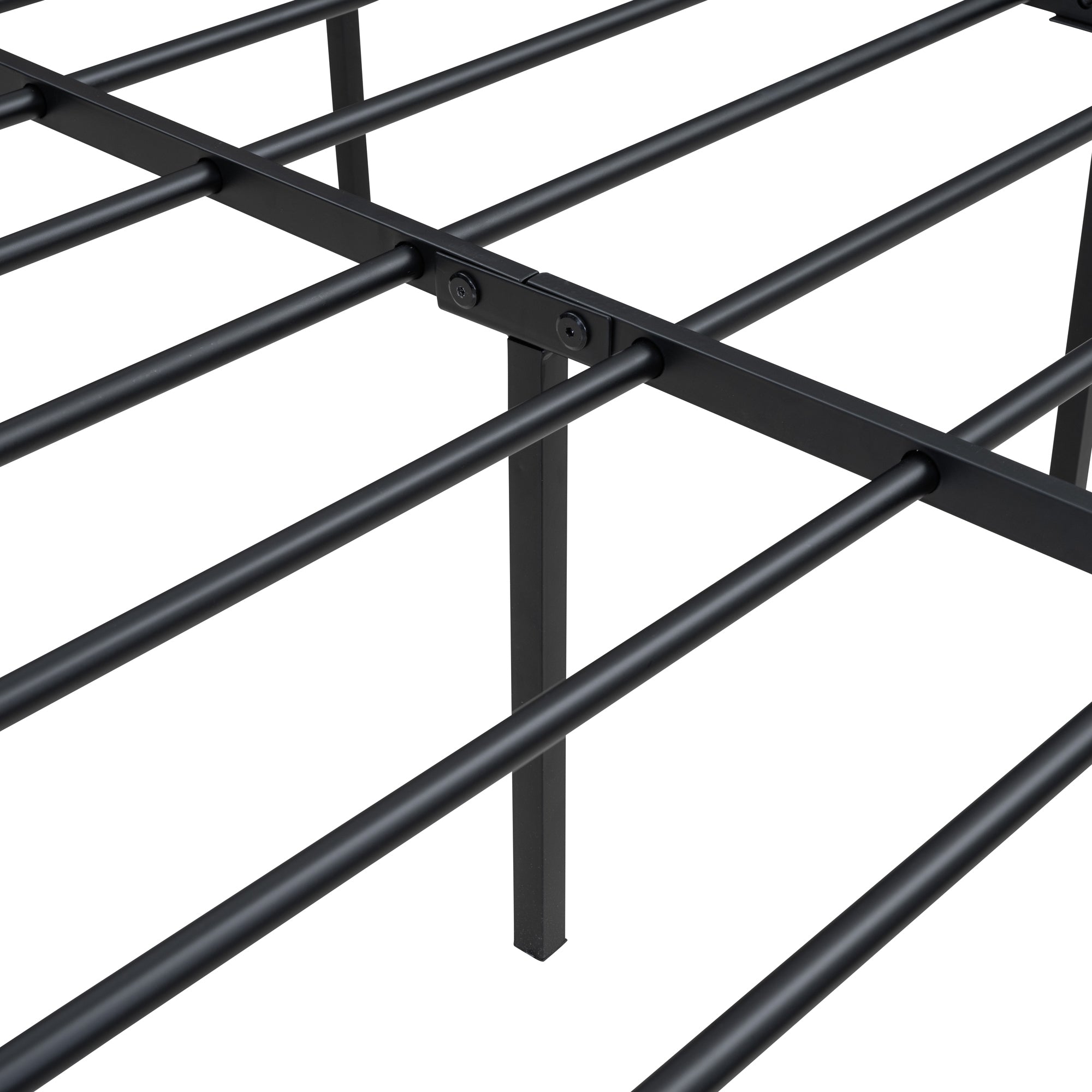 Queen Size Platform Bed, Metal and Wood Bed Frame with Headboard and Footboard , Black - Atlantic Fine Furniture Melbourne FL