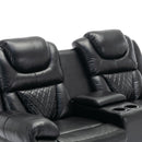 Home Theater Seating Manual Recliner Loveseat With Hide-Away Storage, Cup Holders And Led Light Strip For Living Room