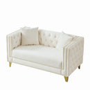 2 Seater Deep Seat Sofa With Button Nailhead, Square Arm