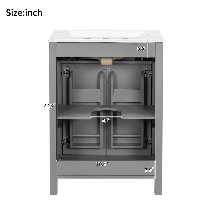 Bathroom Vanity Combo With Sink, Space Saving Design - Gray