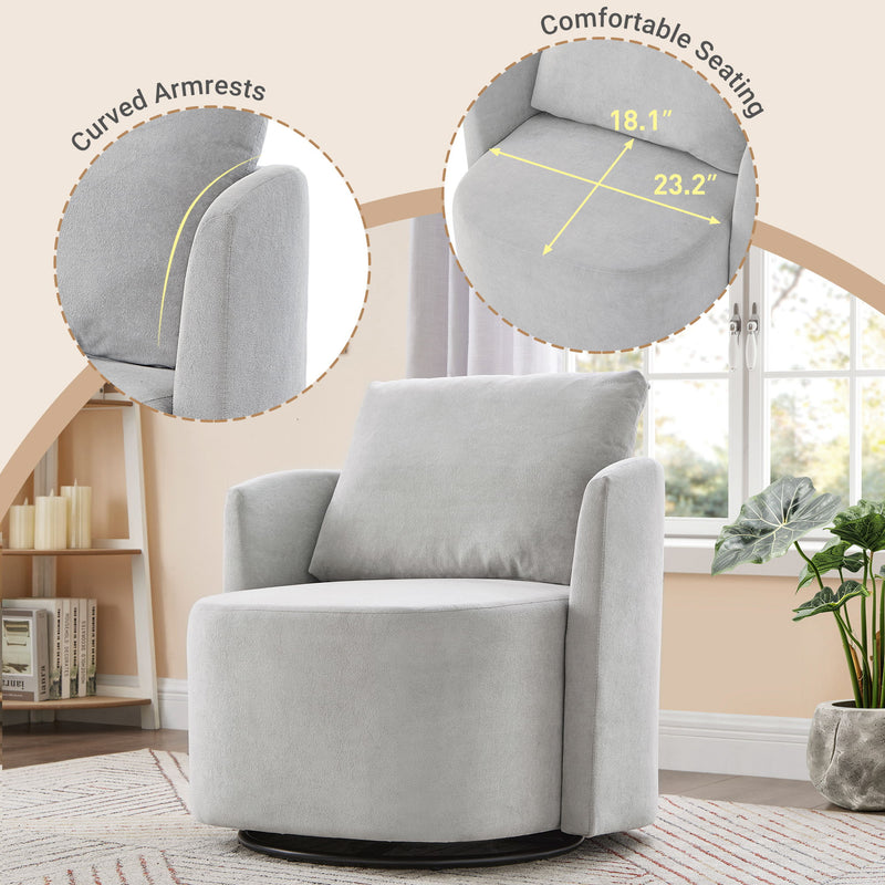 360° Modern Swivel Chair With Upholstered Curved Design