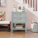 2 Drawer Side Table, American Style, End Table, Suitable For Bedroom, Living Room, Study