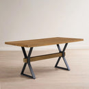 Farmhouse Style X Shaped Legs Dining Table With Moulded Details - Brown