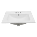 Modern Rectangular Single Vanity Top With Overflow And 3 Faucet Holes - White