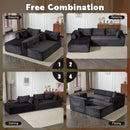 Compression Sectional Couch With Comfy Chaise, Boneless L Shape Sofa With Deep Seat