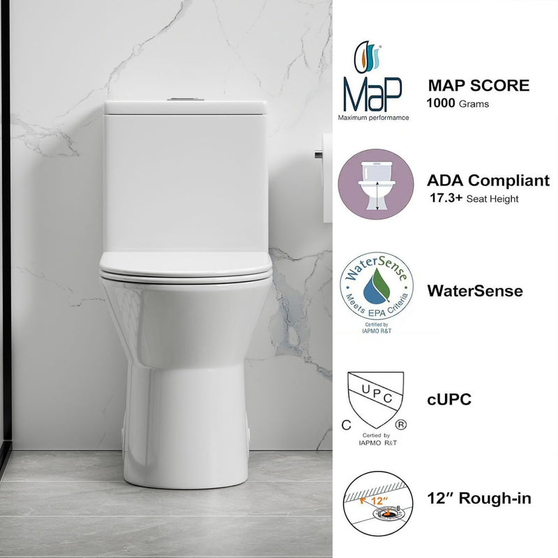 1 Piece Toilet With Dual Flush & Rimless Bowl - Glossy White