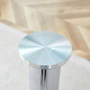 Modern Minimalist Circular Glass Dining Table With Electroplated Metal Legs 35" Diameter - Transparent