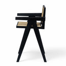 Modern Minimalist Bar Stool With Cane Seat - Black / Natural