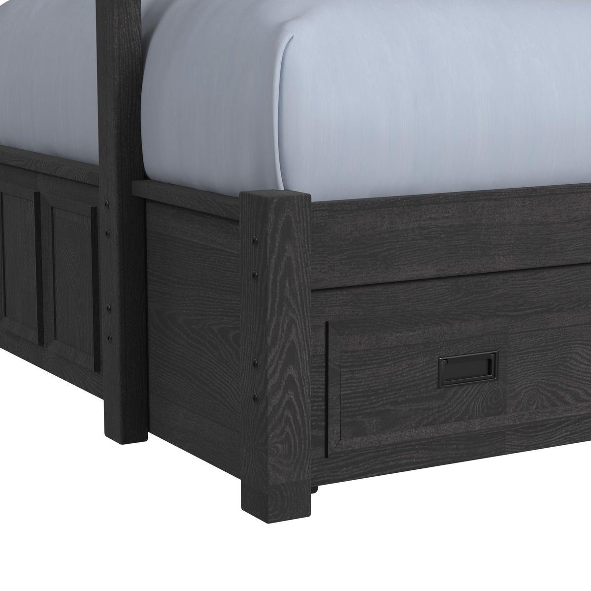 Hampton Kids Bunk With Staircase And Trundle Bedroom Set in Black by Elements International, view 35