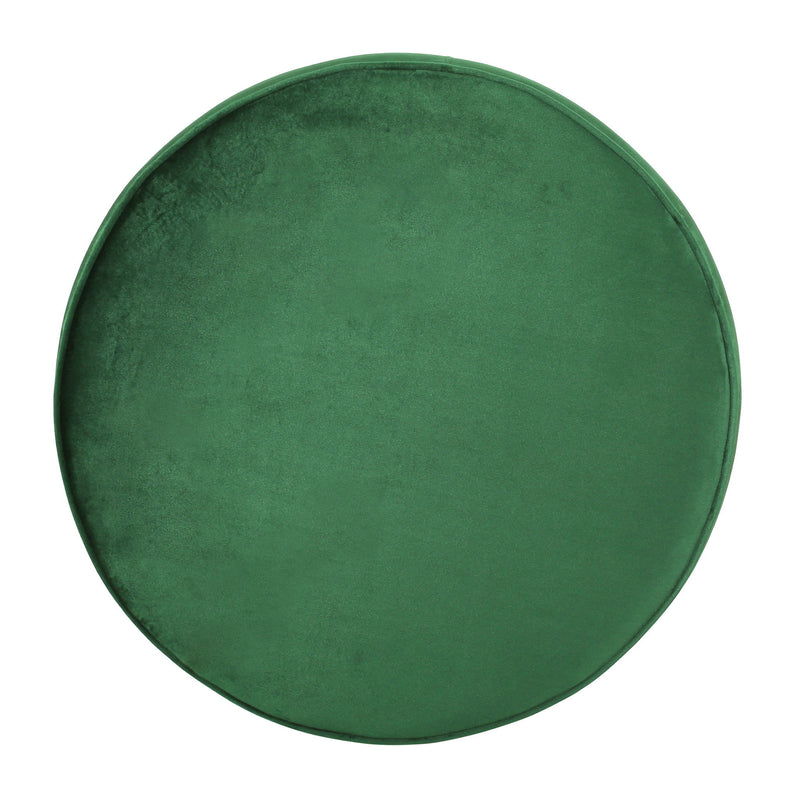 Round Velvet Ottoman, Upholstered Foot Stool For Living Room, Entryway - Emerald