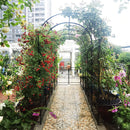 Metal Garden Arch With Two Plant Stands Wide High Climbing Plants Support Rose Arch Outdoor - Black