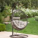 Hanging Basket Chair With Metal Frame And Seat Cushion