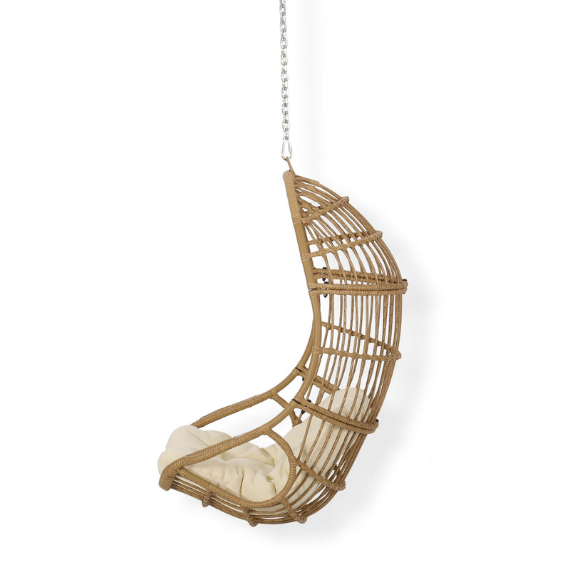 Rustic Hanging Basket Chair With Cushion