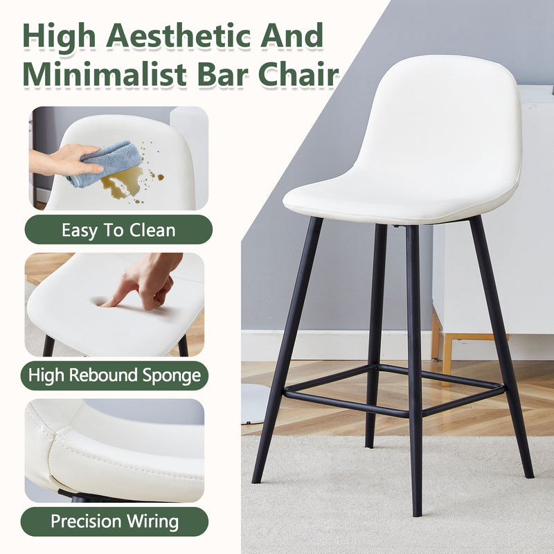 Modern Black Pu Bar Chair Rounded Backrest (Set of 2)