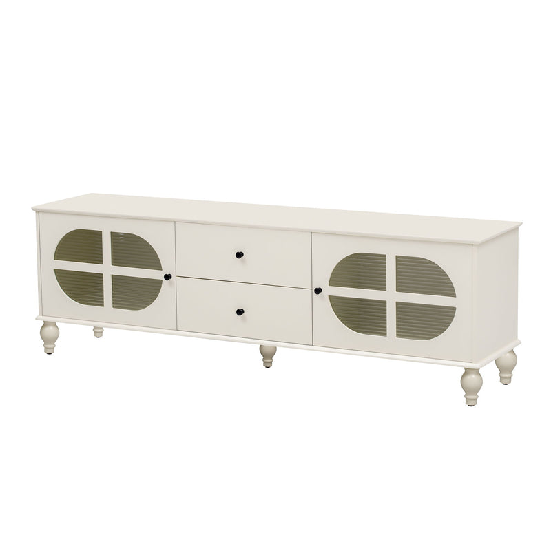 Modern TV Stand For TVs Up To 75" With Fluted Glass Doors