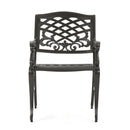 Luminea - Outdoor Aluminum Dining Chair With Scroll Design, Lattice Pattern And Cabriole Legs - Bronze