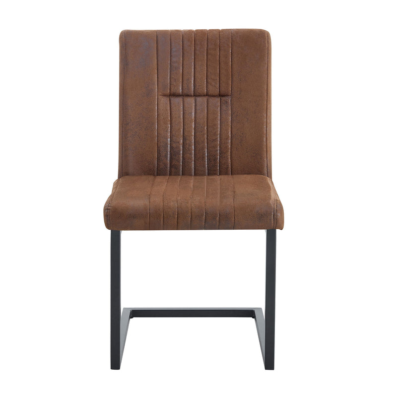 Ergonomic Technology Fabric Dining Chairs With Black Metal Legs, Comfortably Simple Design, (Set of 4) - Brown