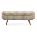 Modern Ottoman Oval Storage Bench With Rubber Wood Legs