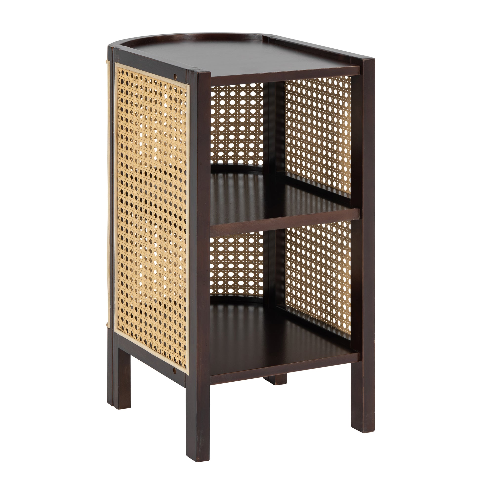 3 Pieces Rattan Platform Full Size Bed With 2 Nightstands,Walnut - Atlantic Fine Furniture Melbourne FL