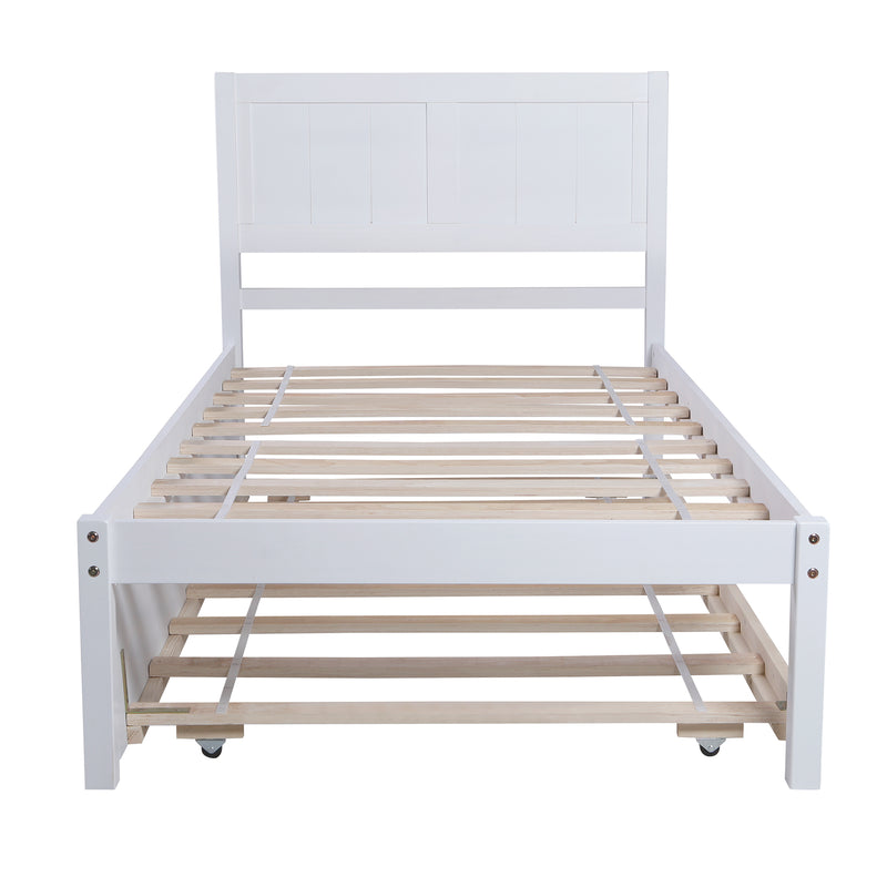 Twin size Platform Bed Wood Platform Bed with Trundle