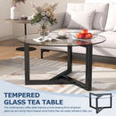 Round Glass Coffee Table Modern Cocktail Table