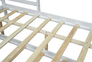 Full Size Wood House Bed with Fence and Writing Board, White