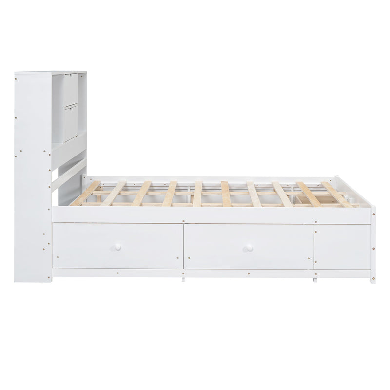 Platform Bed With Storage Headboard And 8 Drawers