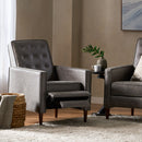 Macedonia - Mid Century Modern Button Tufted Fabric Recliner - Slate