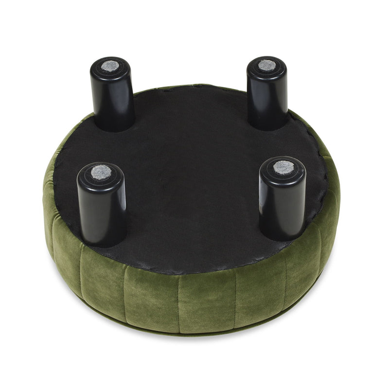 Riley - Round Footstool Ottoman - Olive Green