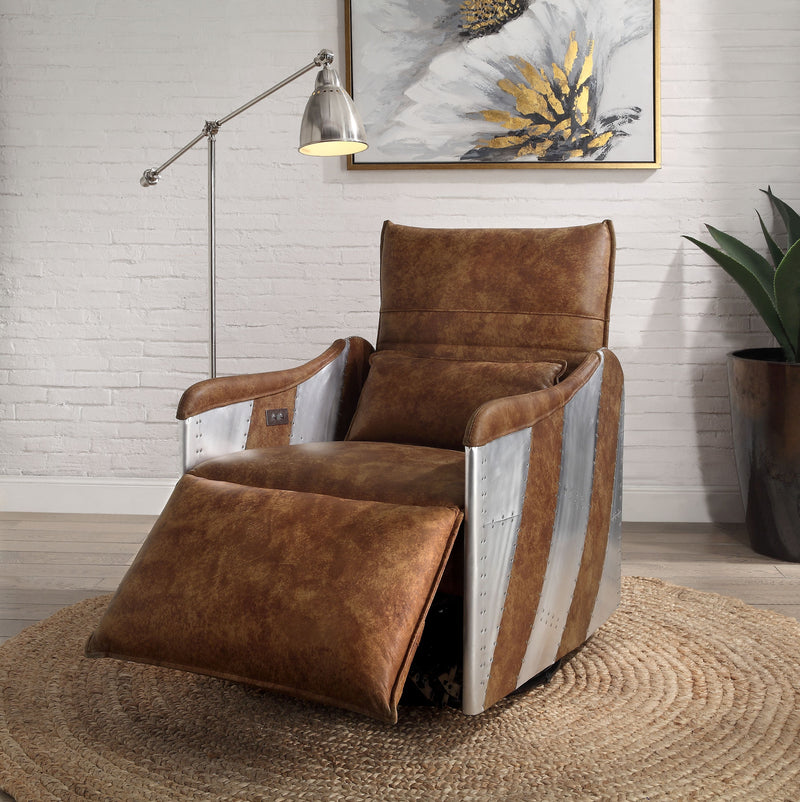 Qalurne - Power Motion Recliner With Swivel - Two Tone Mocha