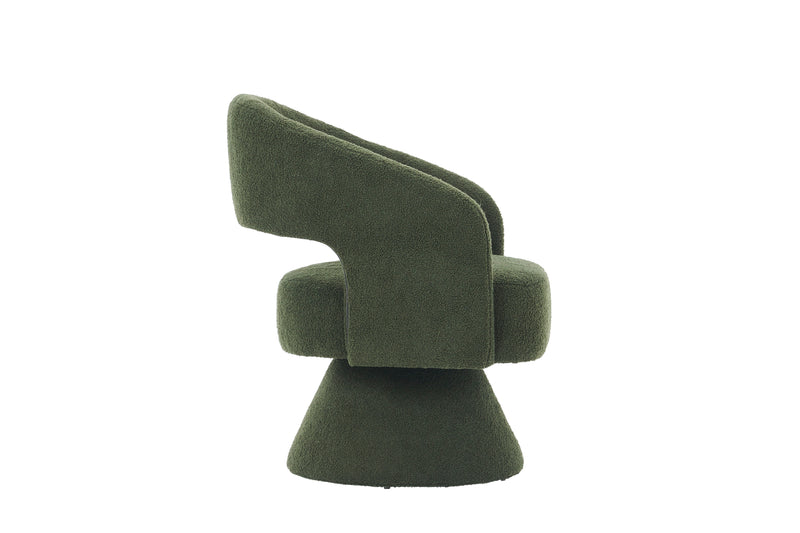 Swivel Accent Chair Armchair, Round Barrel Chair For Living Room Bedroom - Teddy Fabric