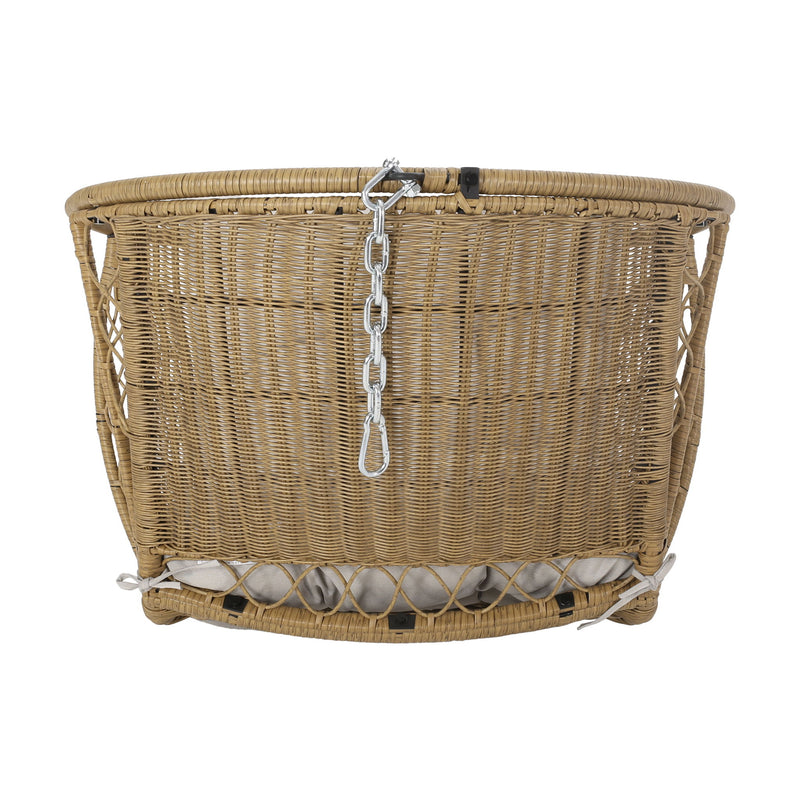 Outdoor / Indoor Wicker Hanging Chair With 8Ft Chain - Light Brown / Beige