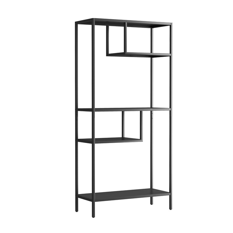 Modern Cube Storage Shelf With 4 Compartments & Metal Legs, Freestanding Organizer For Living Room, Bedroom, Home Office - Brushed Nickel