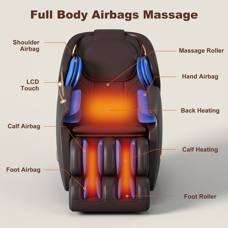 Deluxe - Massage Chair, Full Body Zero Gravity Recliner With Ai Voice Control, Sl Track, Bluetooth, Foot Rollers, Airbags, Heating - Black