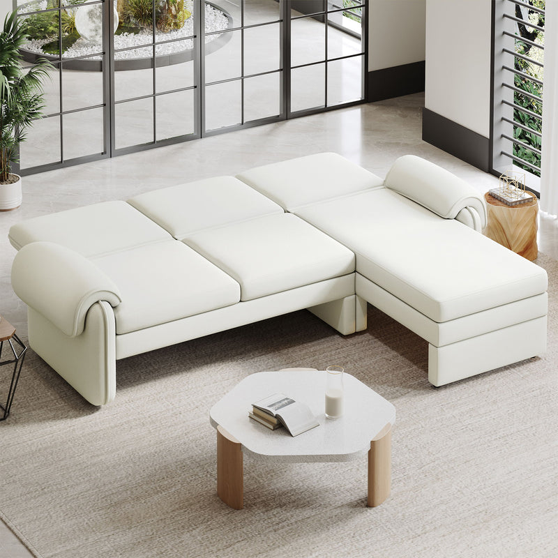 Convertible Futon Sofa Bed With Adjustable Backrest, Reversible Chaise Lounge And 2 Removable Armrest Pillows