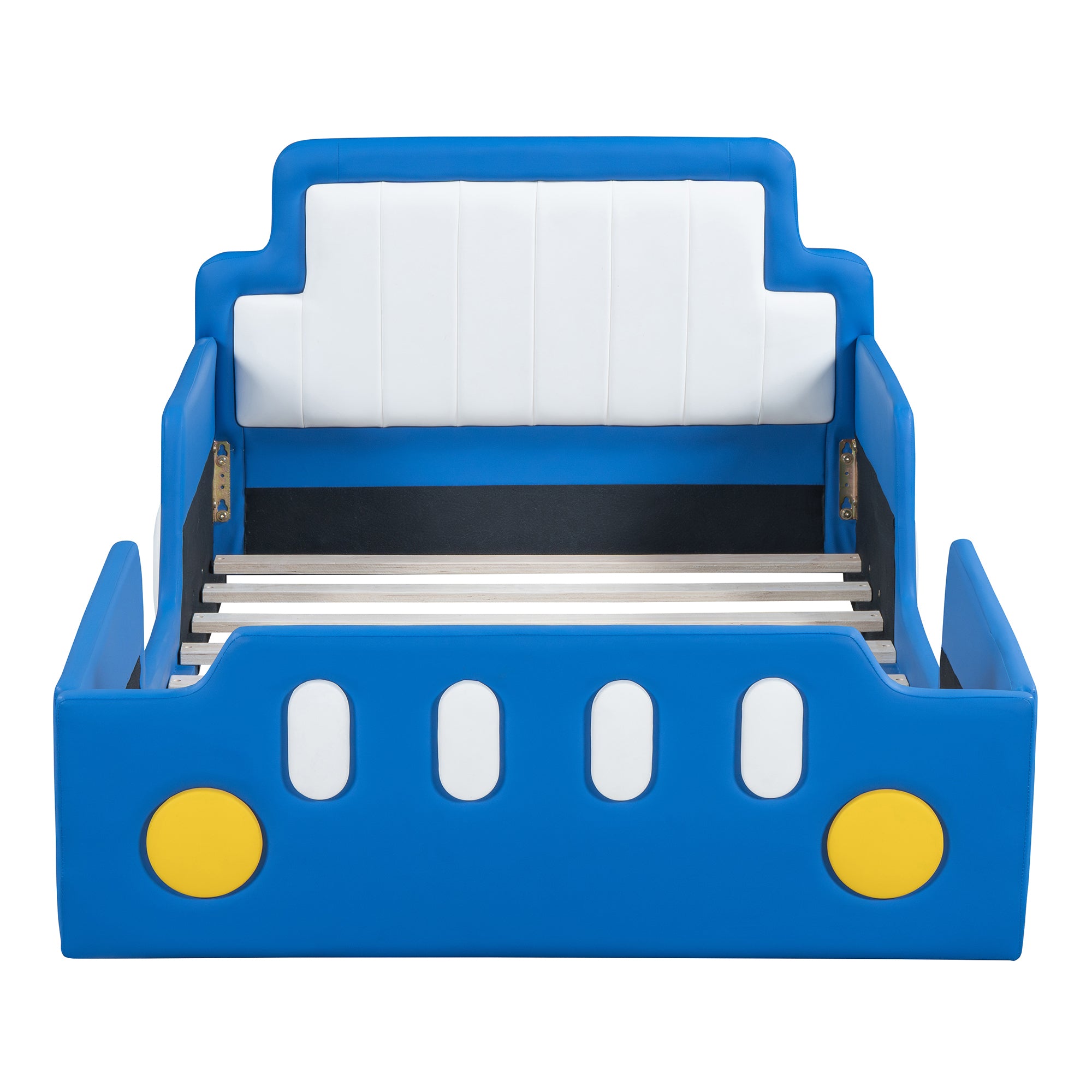 Twin Size Race Car-Shaped Platform Bed with Wheels,Blue - Atlantic Fine Furniture Melbourne FL