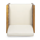 Maycen - Outdoor Club Chair With Wicker Accents - Teak