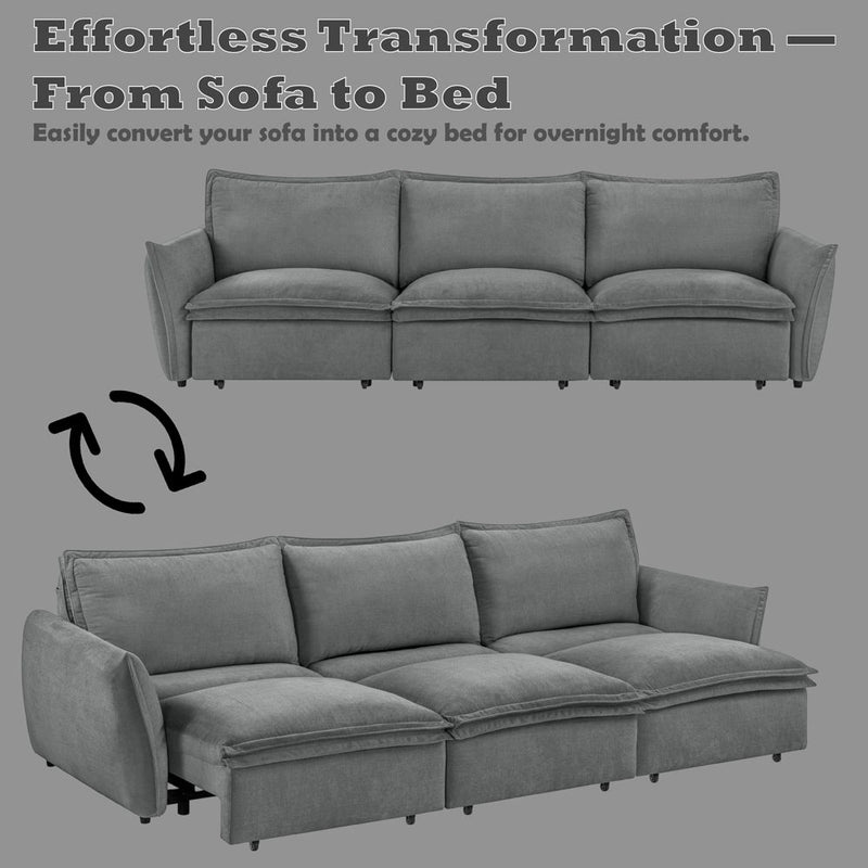 Eaden - Power Sofa With Sleeper - Gray Chenille