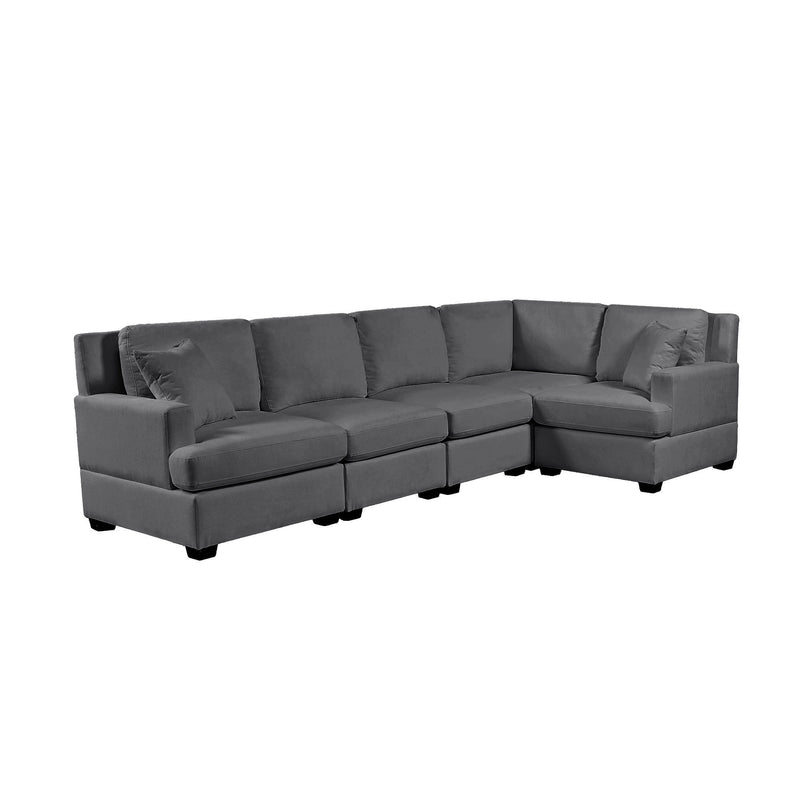 U_Style Sectional Modular Sofa with 2 Tossing cushions and Solid Frame for Living Room