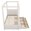 Upholstery Canopy Platform Bed With Trundle And Three Storage Drawers