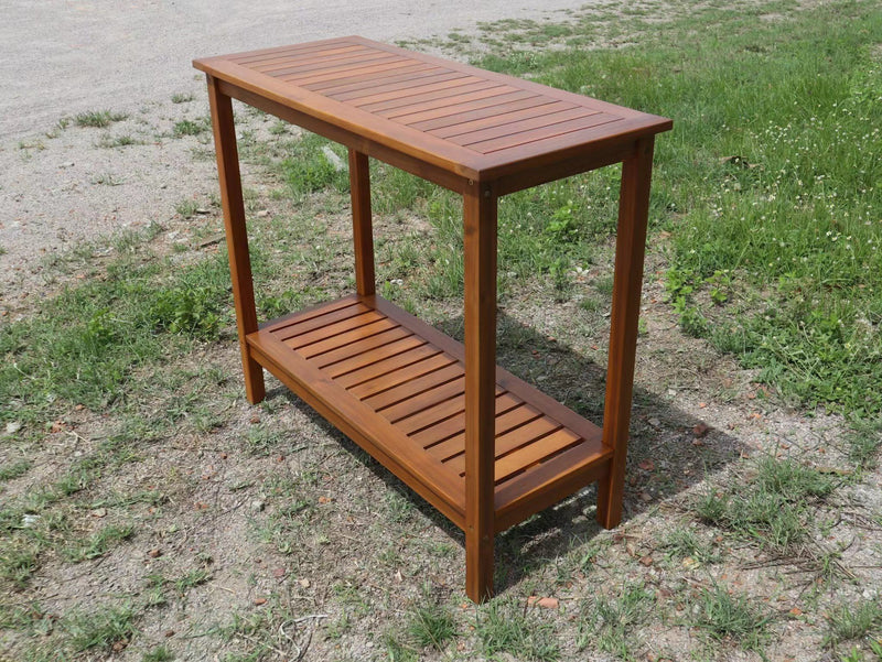 Workstation For Garden Balcony Garage, Acacia Console Potting Table